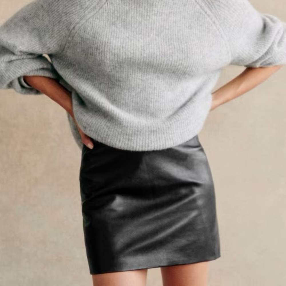 Sezane Harlow leather skirt